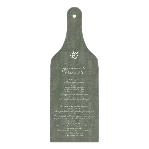 Grandmas Family Recipe Keepsake Custom Green Cutting Board