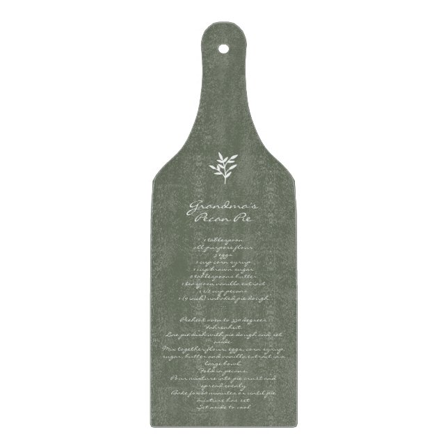 Grandma's Family Recipe Keepsake Custom Green Cutting Board (Front)