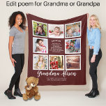 Grandma's Family Tree Photo Collage Poem gift Fleece Blanket<br><div class="desc">Introducing our customizable Zazzle fleece photo collage blanket, available in various colors and sizes! This cozy blanket is the perfect gift for any grandma or grandpa on their birthday, Christmas, or Grandparents Day. Featuring a beautiful photo collage design and a heartwarming poem that can be edited to include their name,...</div>