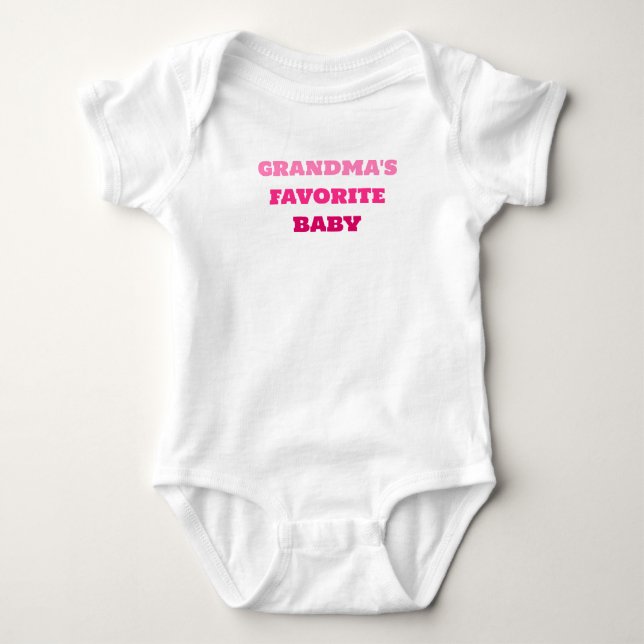 Grandma's Favorite Baby Romper, Cute Pink Bodysuit (Front)