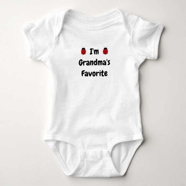 Grandma's Favorite Black Text with Two Lady Bugs Baby Bodysuit (Front)