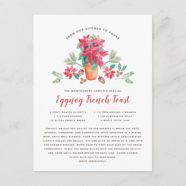 Grandma's Favorite Christmas Recipe Holiday Postcard (Front)