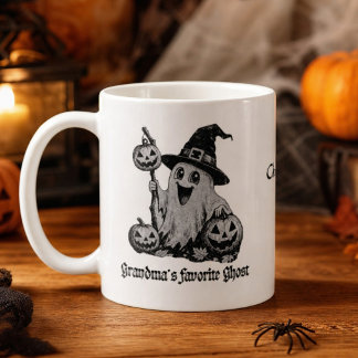 Grandma's Favorite Ghost Halloween Child Name Coffee Mug