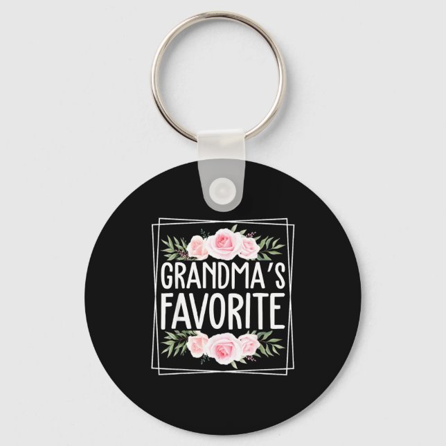 Grandma's Favorite Grandparent Granhild Humor Flor Keychain (Front)