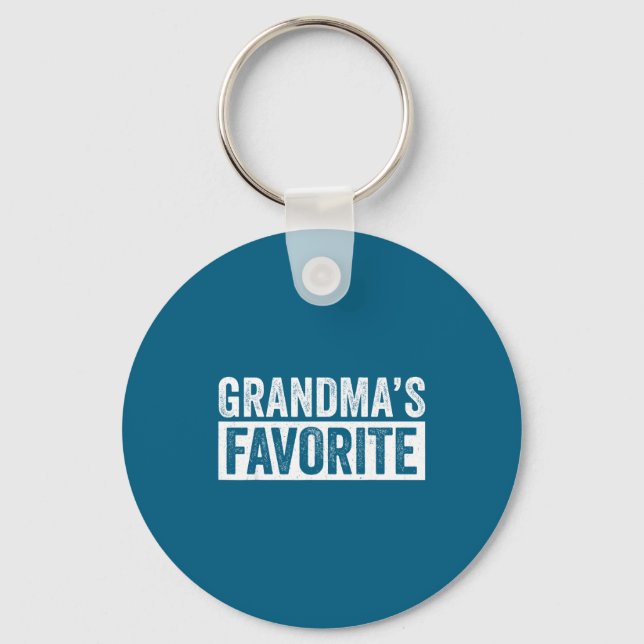 Grandmas Favorite Grandson Funny Granhild Granddau Keychain (Front)