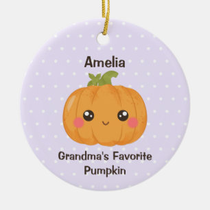 Grandma's Favorite Pumpkin Custom Grandchild Name Ceramic Ornament