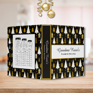 Grandmas Favorite Recipe Cookbook Black Gold Xmas 3 Ring Binder
