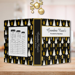 Grandmas Favorite Recipe Cookbook Black Gold Xmas 3 Ring Binder