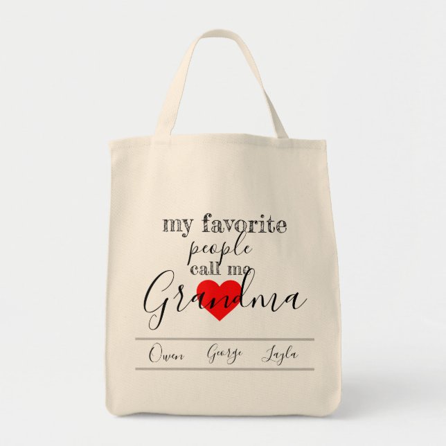 Grandma's favorite Tote (personalized with 3names) Bag (Front)