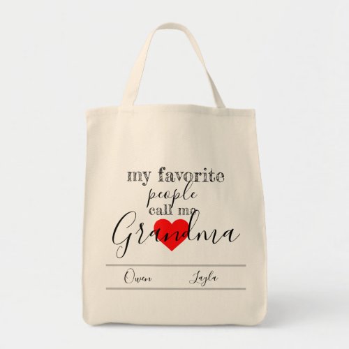 Grandmas favorite Tote personalized with names