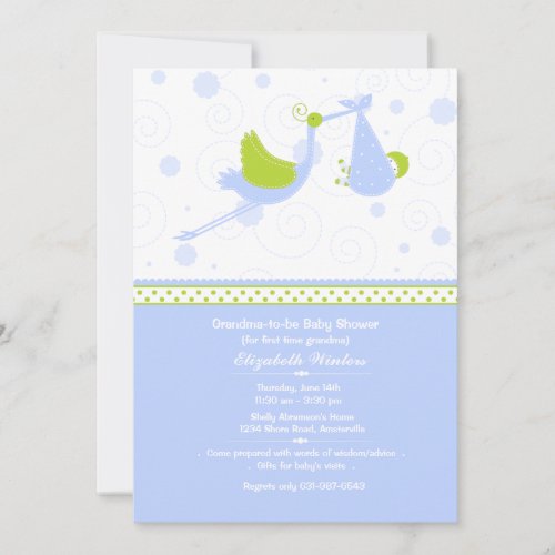 Grandmas First Blue Baby Shower Invitation