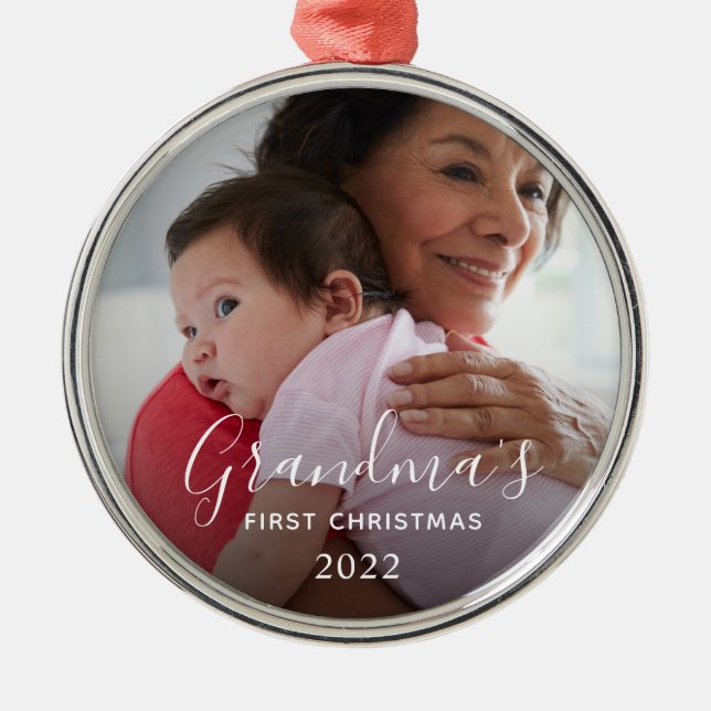 Grandma's First Christmas Metal Ornament (Front)