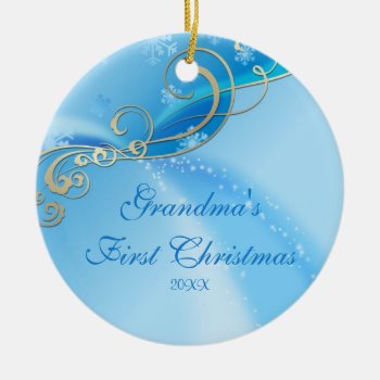 Grandma's First Christmas  Snowflake Ornament by celebrateitornaments at Zazzle
