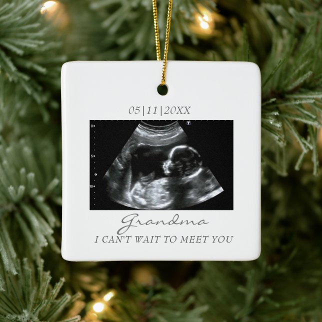Grandma's First Grandbaby Ultrasound Christmas Ceramic Ornament (Tree)