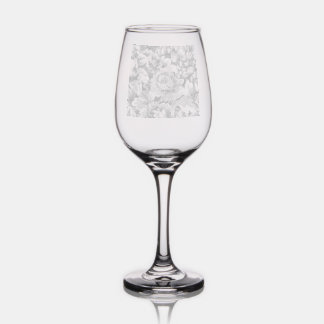 Grandma's Floral Couch Pattern Image Wine Glass
