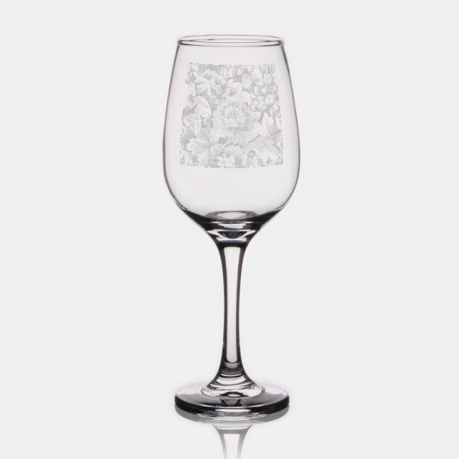 Grandma's Floral Couch Pattern Image Wine Glass (Glassware)
