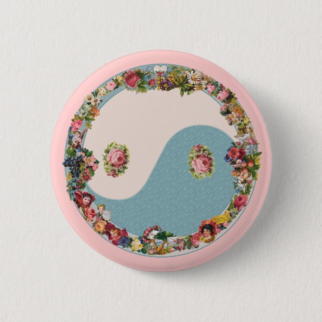 Grandma's Floral Yin Yang Button (Front)