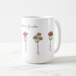 Grandma's Flower Garden 5 Grandkids Name Floral Coffee Mug<br><div class="desc">This Grandma's Garden Flower and Grandkids Name custom design is a delightful blend of vintage charm and personalized warmth. It is the perfect addition to any grandmother's haven, bringing the beauty of a botanical garden right into her home. Featuring a stunning vintage flower illustration that captures the essence of grandma's...</div>