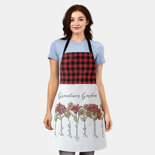 Grandmas Flower Garden 7 Grandkids Name Floral Apron