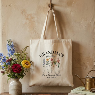 Grandma's Garden Birth Flower Bouquet Love Grows Tote Bag