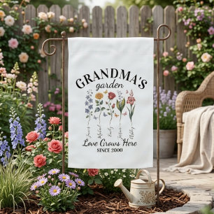 Grandma's Garden Birth Flowers Love Grows Here Flag