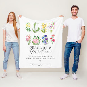 Grandma's Garden Birth Month Flower Keepsake Fleece Blanket