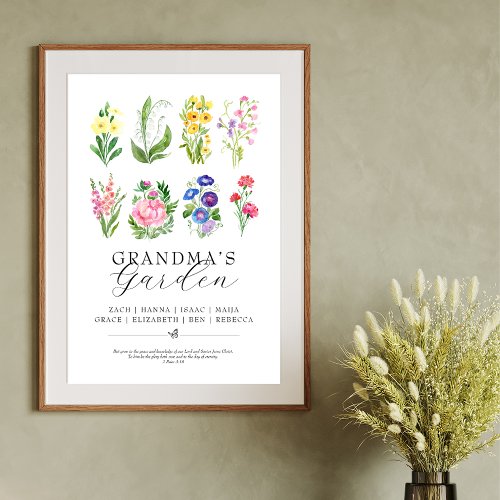Grandmas Garden Birth Month Flowers Keepsake  Poster