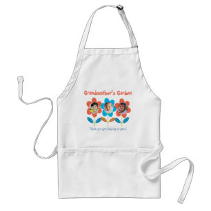 Grandma's Garden Custom Flower Photo Grandmother Adult Apron