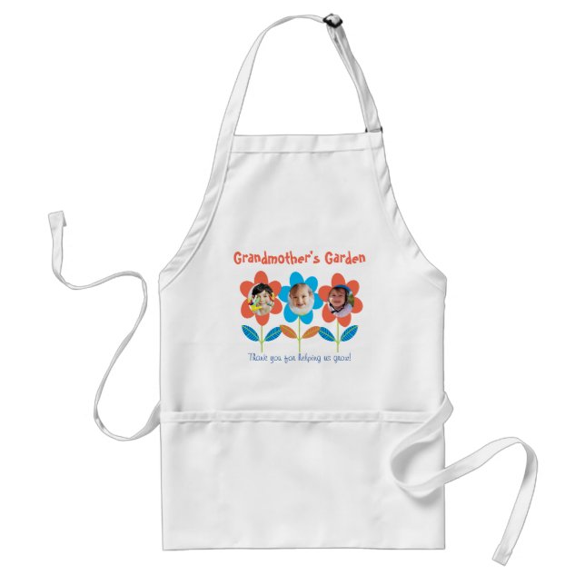 Grandma's Garden Custom Flower Photo Grandmother Adult Apron (Front)