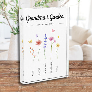 Grandma's Garden floral 5 grandkids Photo Block