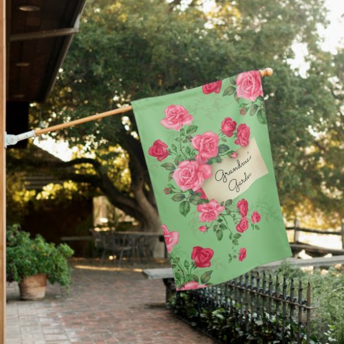 Grandmas Garden Floral Roses House Flag