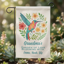 Grandma's Garden Hummingbird with Grandkids Names