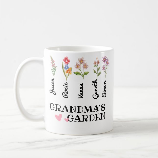 Grandma's Garden Personalized Grandmother Gifts Coffee Mug (Left)