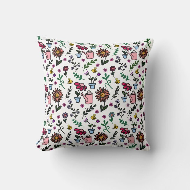 Grandmas garden throw pillow (Front)