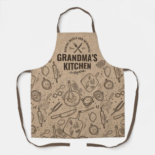 Grandmas Gift Nana Burlap Kitchen Baking Apron