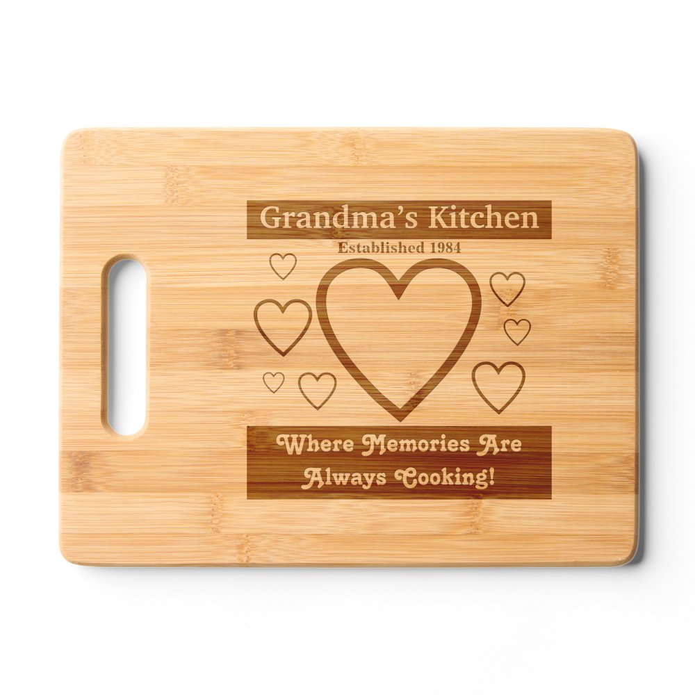 Grandma's Heart Etched Custom Wooden Cutting Board