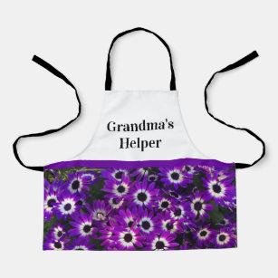 Grandma's Helper Bright Purple Flower Photo Floral Apron