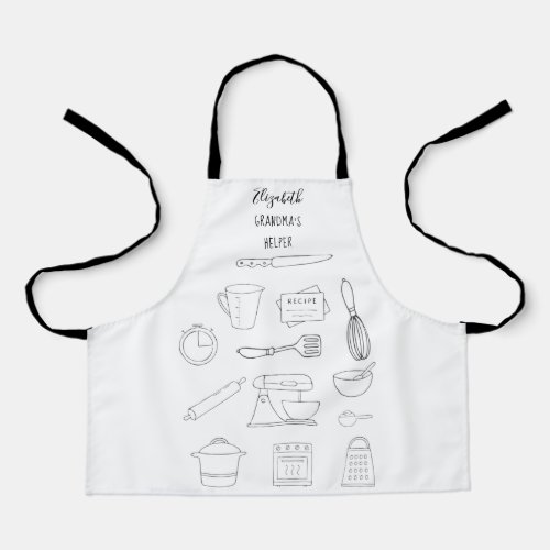 Grandmas Helper Kitchen Cooking Baking Monogram Apron