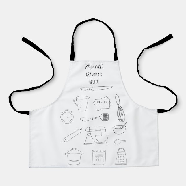 Grandmas Helper Kitchen Cooking Baking Monogram Apron (Front)