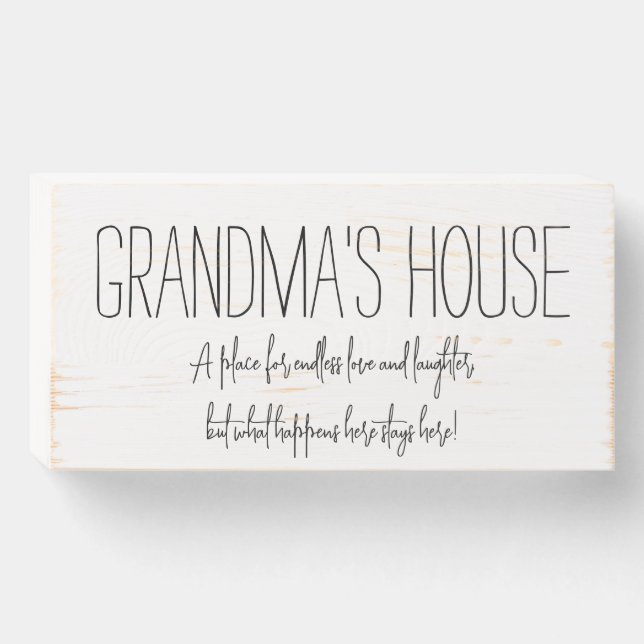 "Grandma's House" Wood Box Sign (Front Horizontal)