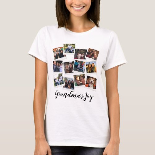 Grandmas Joy Photo Frame Collage Modern Trendy T_ T_Shirt