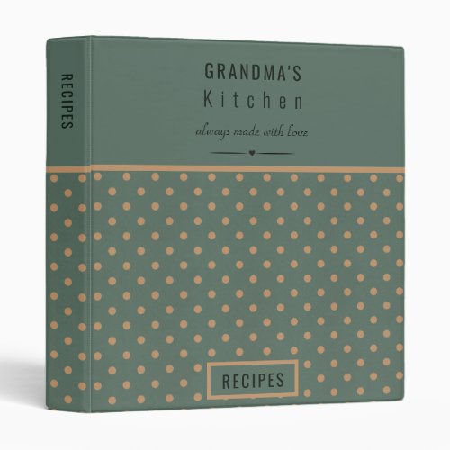 Grandmas Kitchen Blue With Tan Polka Dots Recipe  3 Ring Binder