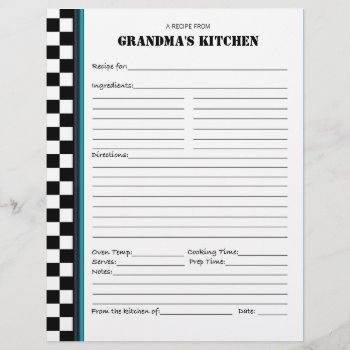 Grandma's Kitchen Checkered Recipe Stencil by FamilyTreed at Zazzle