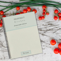 Grandma's Kitchen Cream & Pale Blue Striped Recipe
