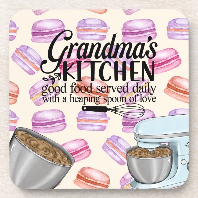 Grandma's Kitchen Good Food Served Daily with a He Beverage Coaster (Front)
