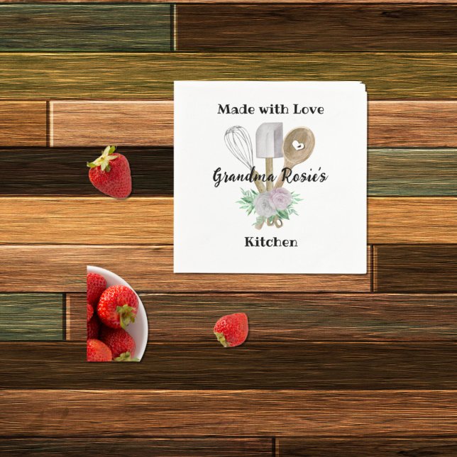 Grandma's Kitchen | Made With Love Personalized Napkins (Creator Uploaded)