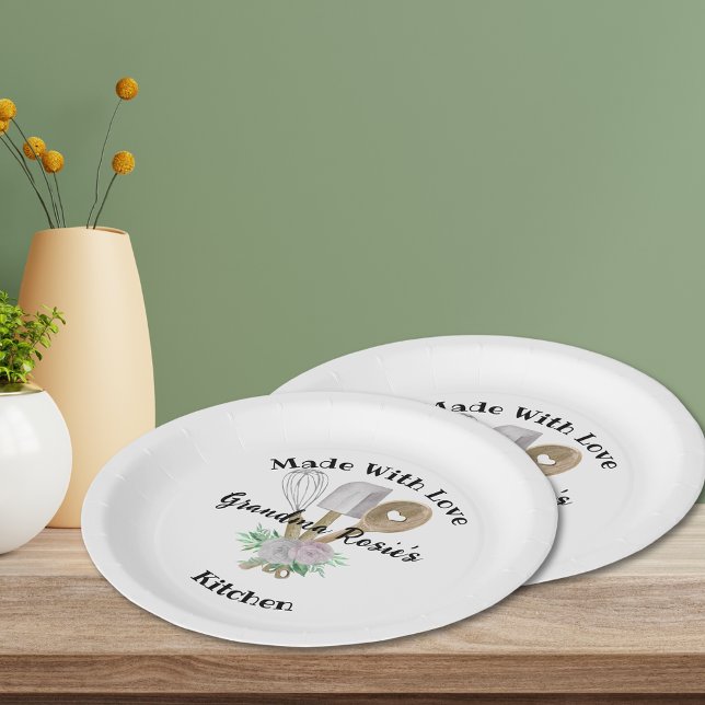 Grandma's Kitchen | Made With Love Personalized Paper Plates (Made with Love in Grandma's Kitchen custom paper plates suitable for anyone, just change the title.)