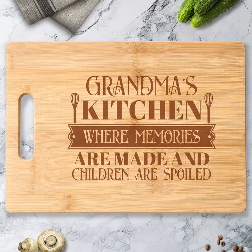 Grandmas Kitchen Memories Are Made Custom Name Cutting Board