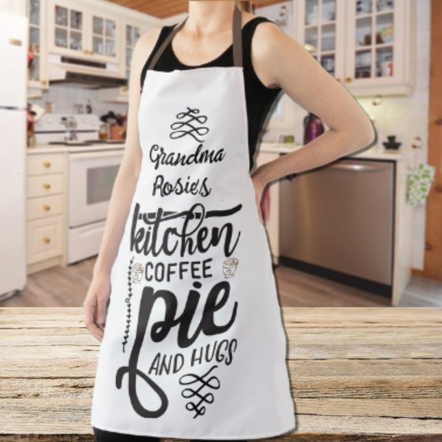 Grandma's Kitchen | Personalized Coffee Pie & Hugs Apron (Creator Uploaded)