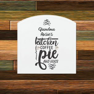 Grandma's Kitchen Personalized Coffee Pie & Hugs Door Sign